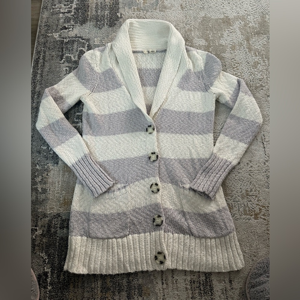 Moth Anthropologie Women's Cardigan - Lavender and Cream Stripes XS